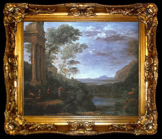 framed  Claude Lorrain Landscape with Ascanius Shooting the Stag of Silvia, ta009-2